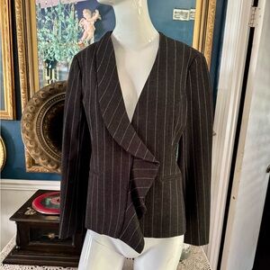 SAYLOR Black Blazer with Asymmetrical Draped Lapel